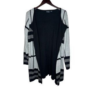 TRIBAL Striped Block Open Front Sweater Coat
